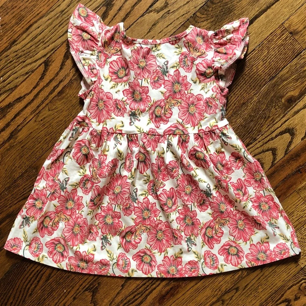 Cynthia Rowley Pink Floral Flutter-Sleeve Dress